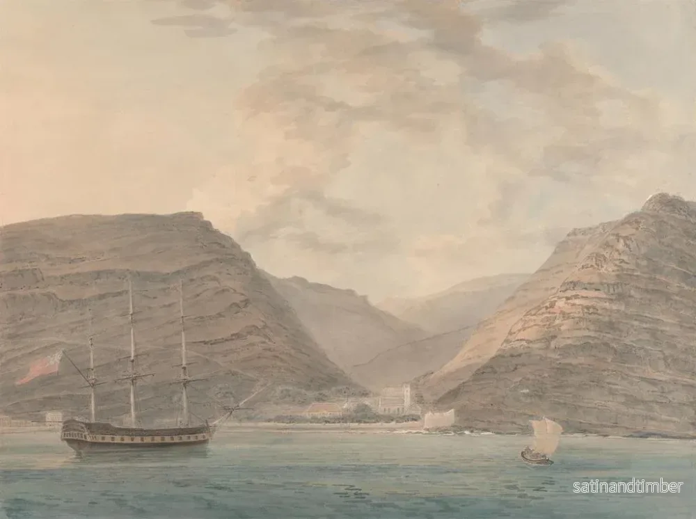 Reproduktion av målningen av krigsmän vid ankar i hamnen, berg i bakgrunden - Samuel Davis - Bild 2