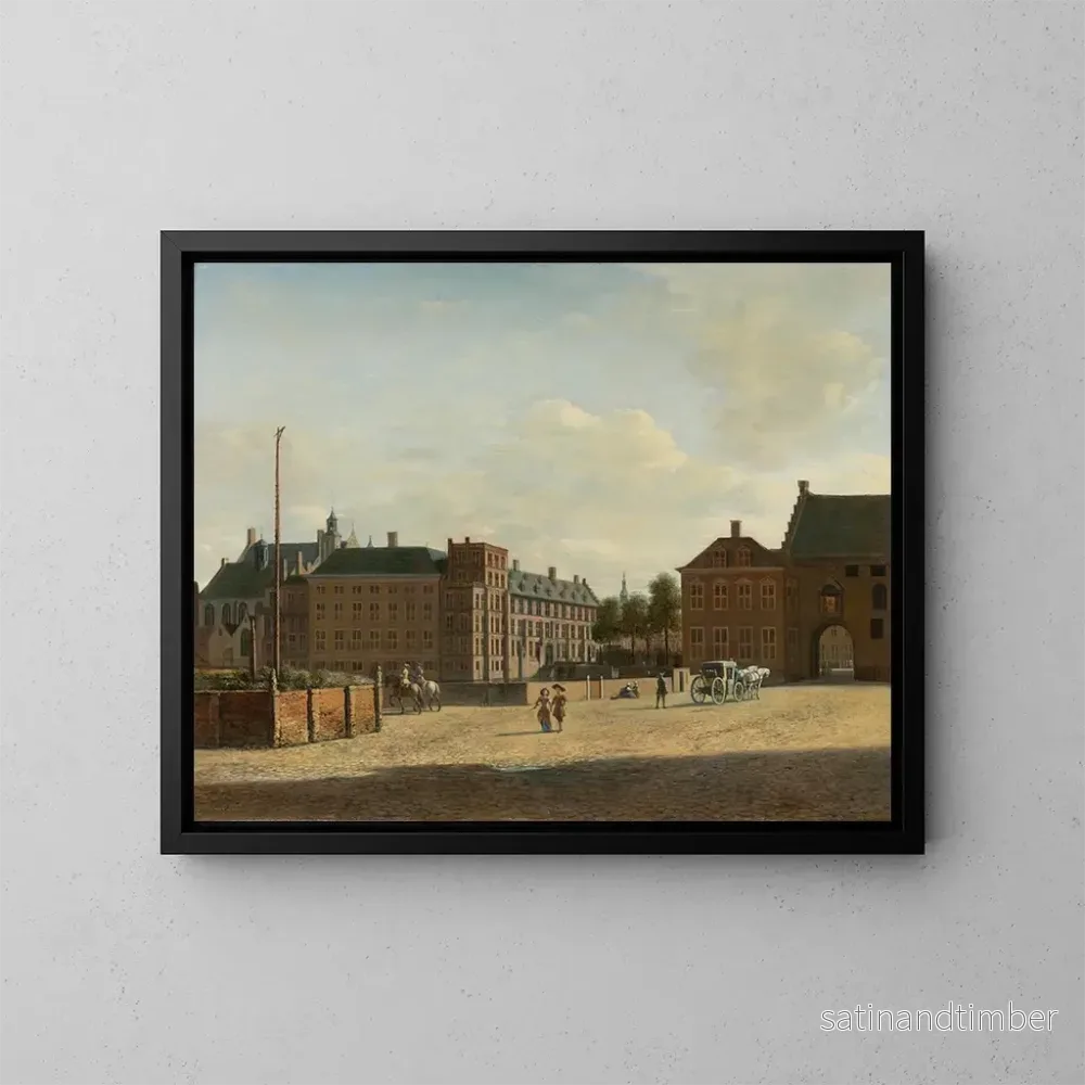 Reproduktion av målningen La Place med Binnenhof och Gevangenpoort i Den Haag - Gerrit Adriaensz Berckheyde