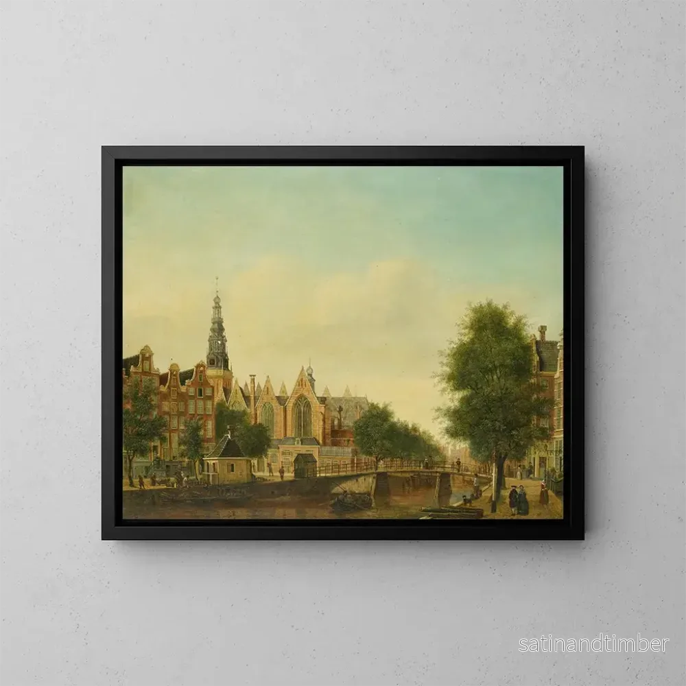 Reproduktion av målningen L Oude Kerk vy från Oudezijds Voorburgwal - Johannes Huibert Prins