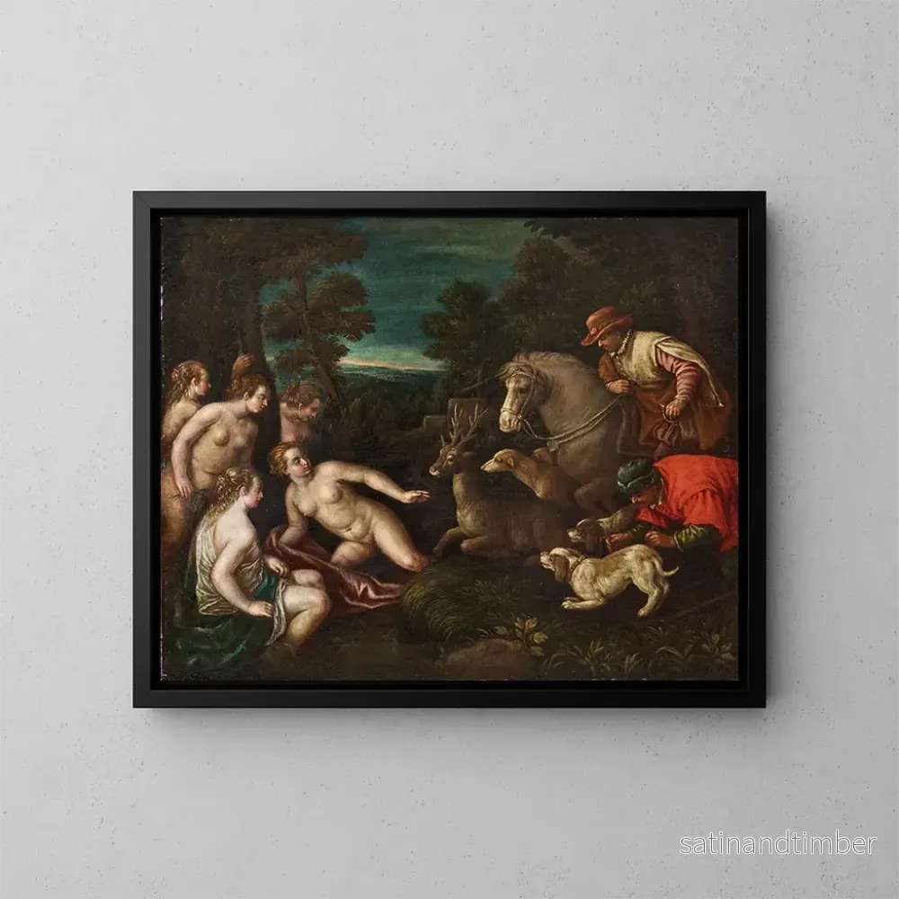 Reproduktion av målningen Diane och Aktéon - Leandro Bassano