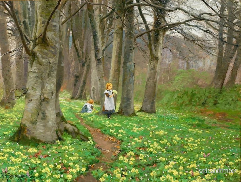 Reproduktion av målningen Barnen plockar blommor i vårskogen - Hans Andersen Brendekilde - Bild 2