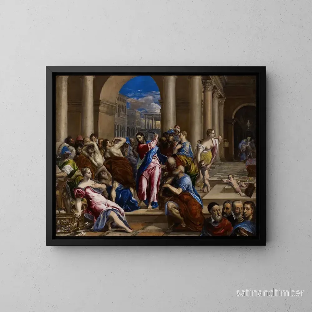 Reproduktion av målningen Le Christ chassant les marchands du Temple - El Greco