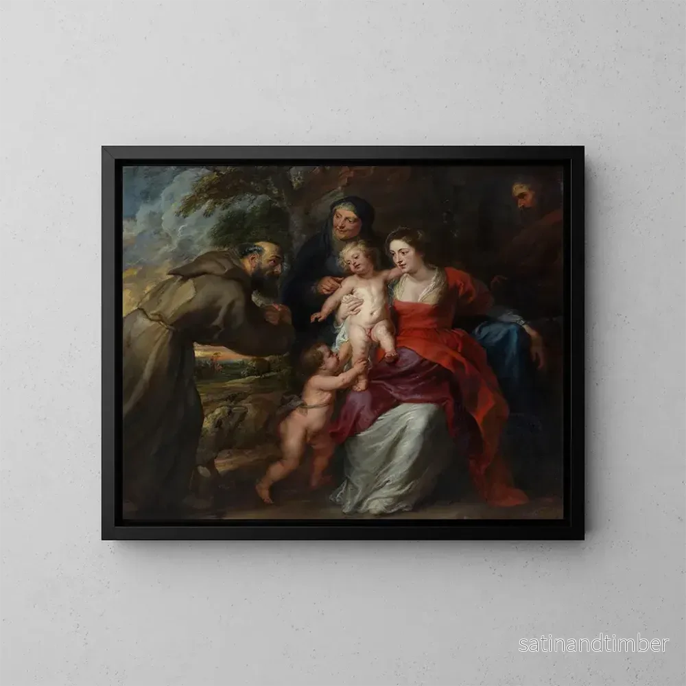 Reproduktion av målningen La Sainte Famille avec les saints François et Anne et le saint enfant Jean-Baptiste - Peter Paul Rubens