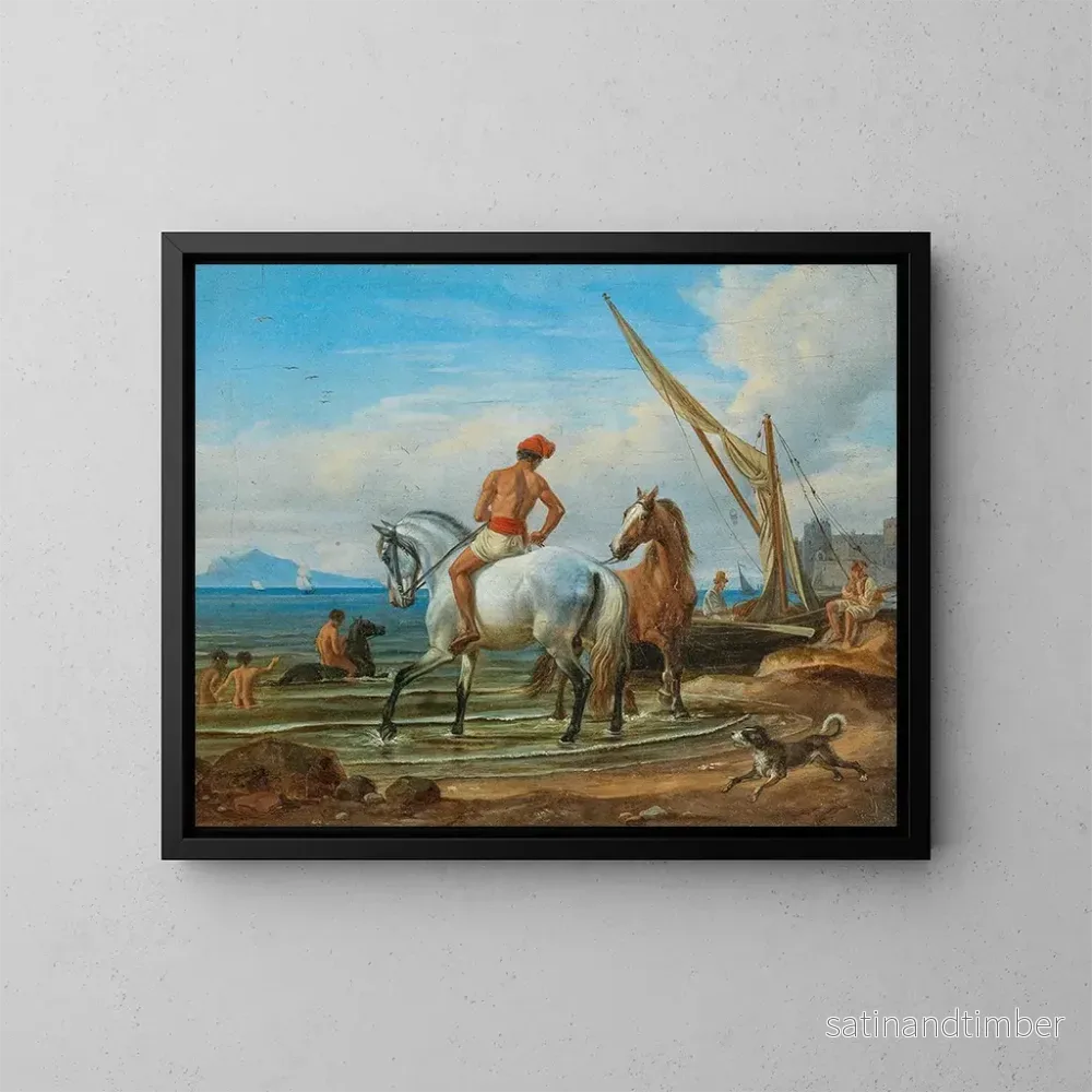 Reproduktion av målningen Le bain des chevaux à Naples – Johann Adam Klein Reproduktion av målningen Le bain des chevaux à Naples – Johann Adam Klein