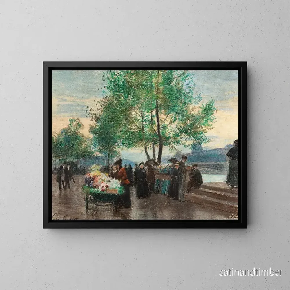 Reproduktion av målningen Marchands vid Seine, Paris - Victor Gabriel Gilbert
