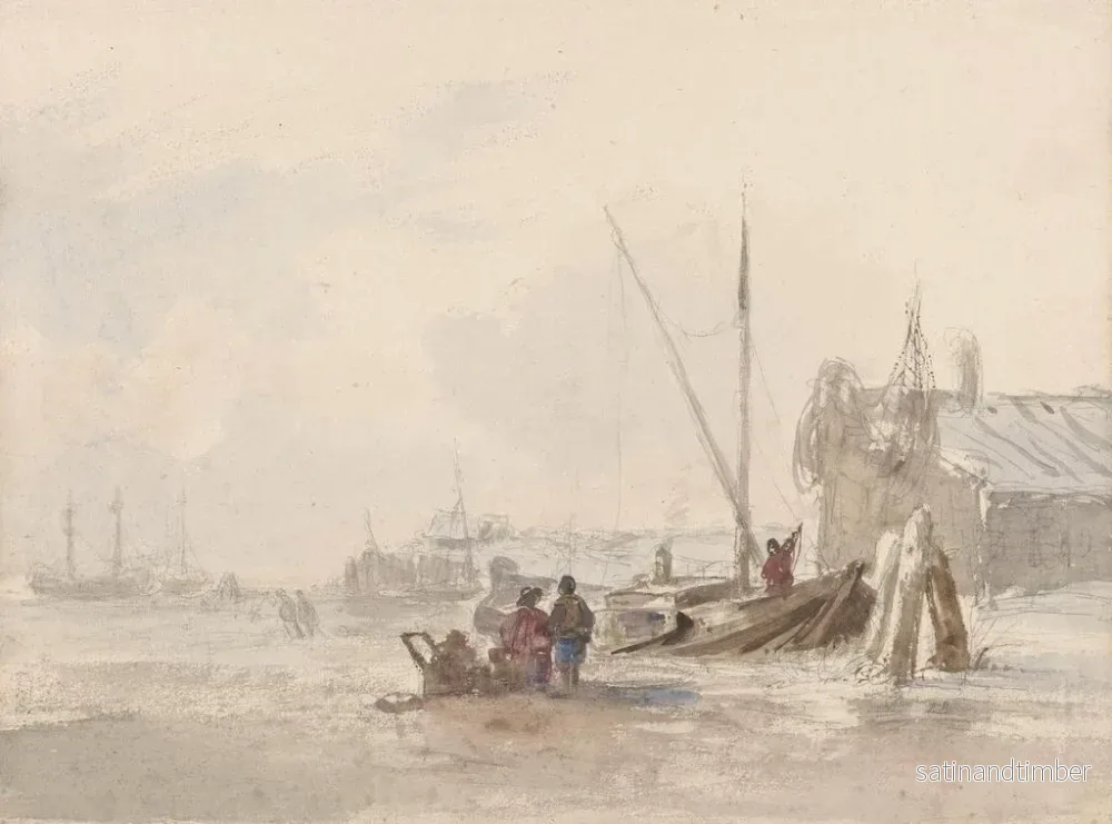 Reproduktion av målningen av strandvy med fiskare nära en båt i förgrunden - Louis Meijer - Bild 2