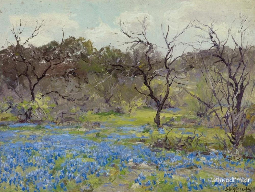 Reproduktion av målningen tidig vår, blåklint och mesquite - Julian Onderdonk - Bild 2