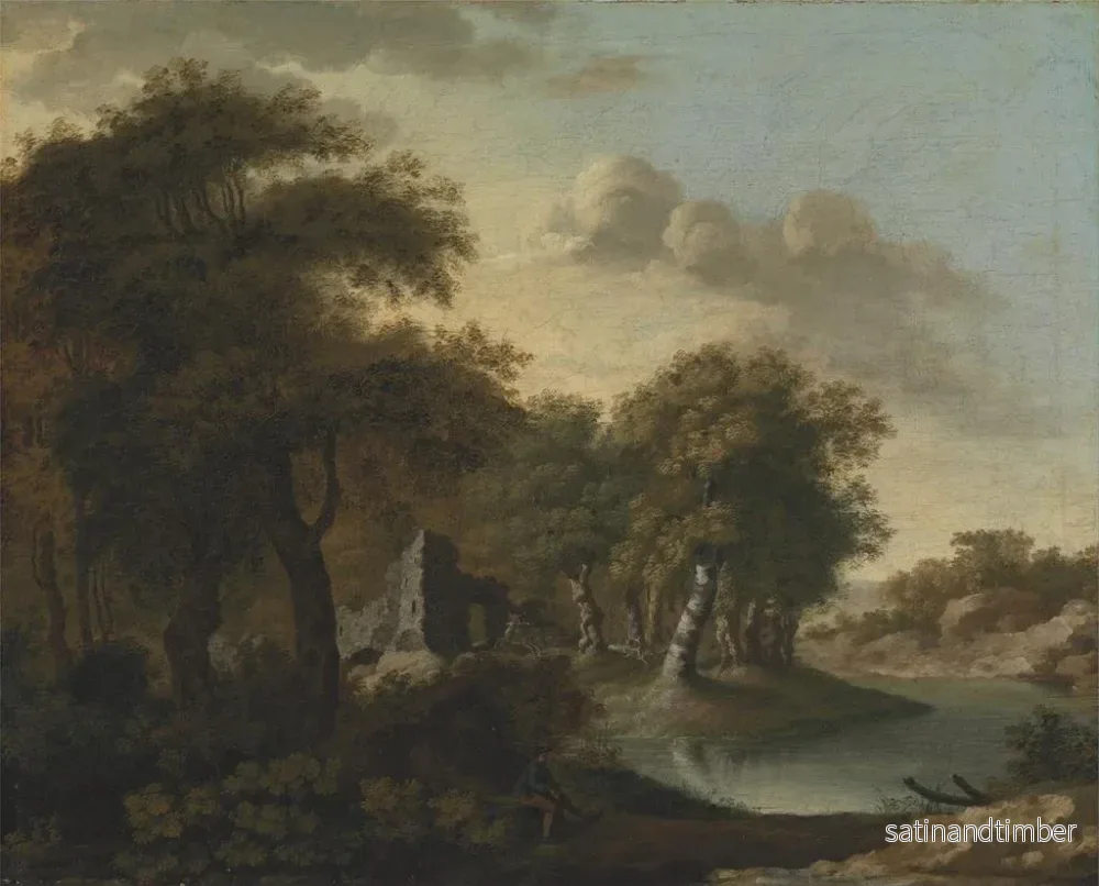 Reproduktion av målningen En vy nära Arundel, Sussex, med ruiner vid vattnet - George Smith - Bild 2