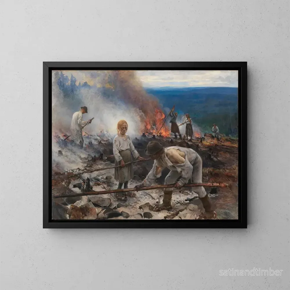 Reproduktion av målningen Under oket, brännande buskar - Eero Järnefelt