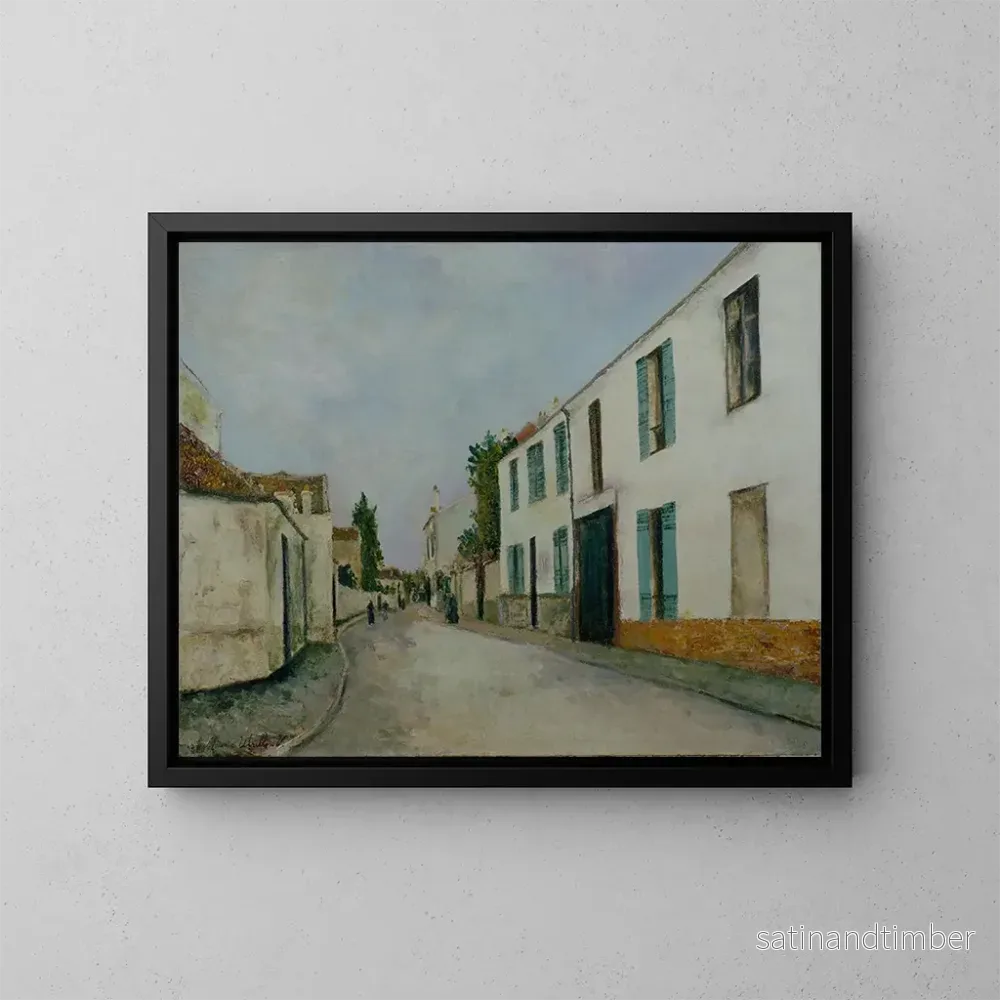 Reproduktion av målningen av gatubild i byn - Maurice Utrillo