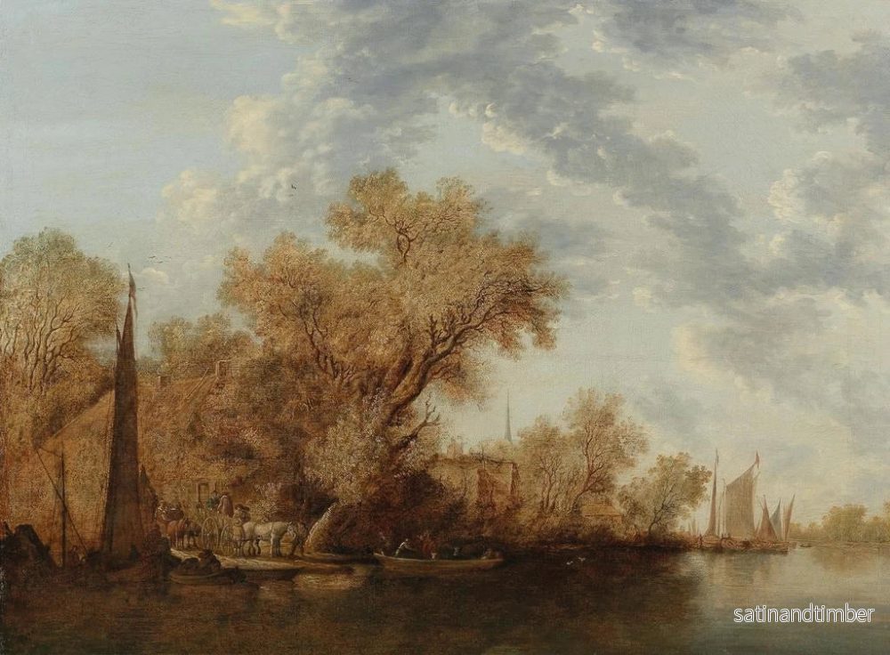 Reproduktion av målningen En flodlandskap med båtar - Jacob Salomonsz van Ruysdael - Bild 2