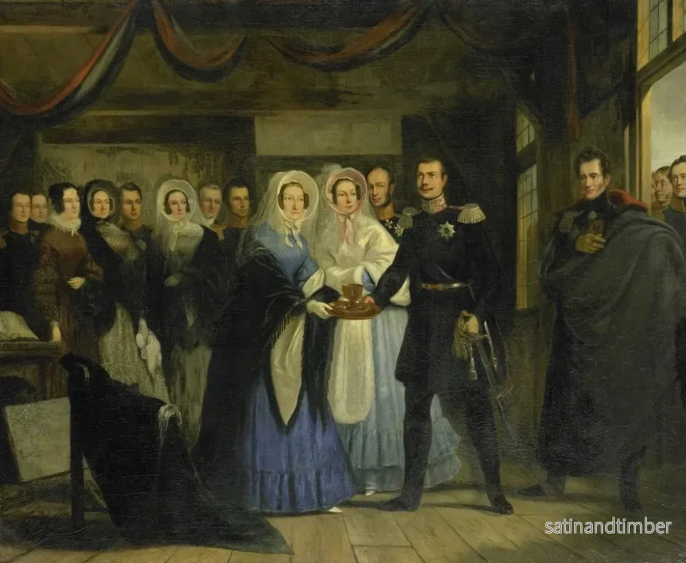 Reproduktion av målningen La princesse d'Orange recevant Alexandre II, grand-duc et héritier du trône de Russie, dans la maison du tsar Pierre à Zaandam - Christiaan Julius Lodewijk Portman - Bild 2