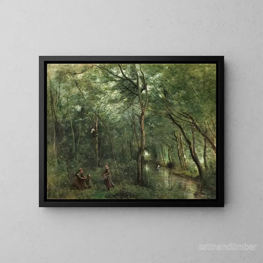 Reproduktion av målningen Les Ramasseurs d'anguilles - Jean-Baptiste-Camille Corot