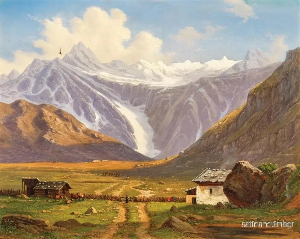 Reproduktion av målningen En alpstuga med en alpstuga - Emil Ludwig Lühr - Bild 2