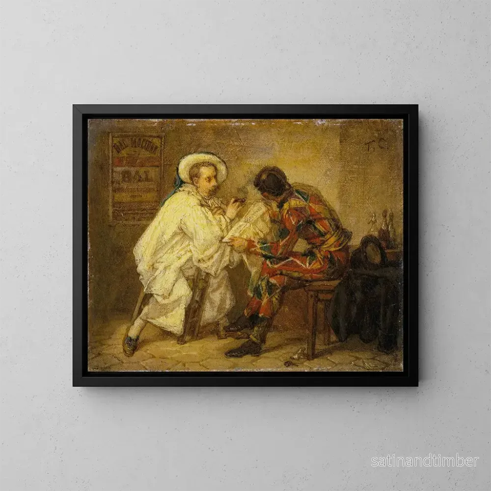 Reproduktion av målningen Arlequin och Pierrot - Thomas Couture