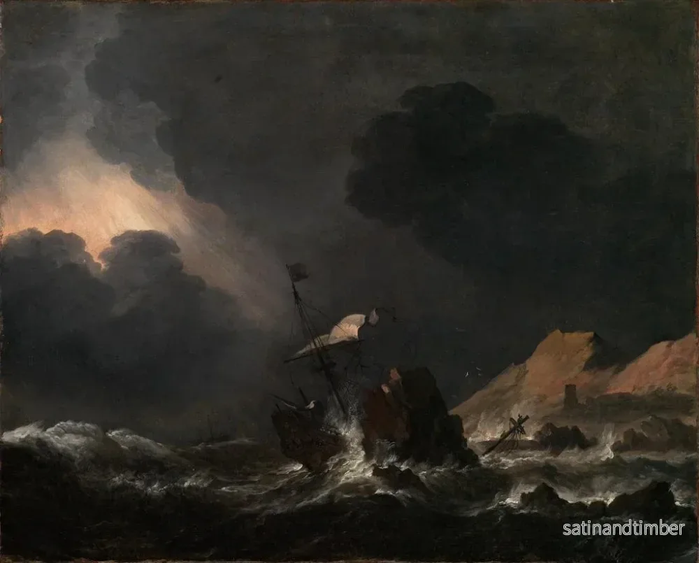 Reproduktion av målningen Storm till sjöss med ett skepp som har strandat - Jan Theunisz Blanckerhoff - Bild 2