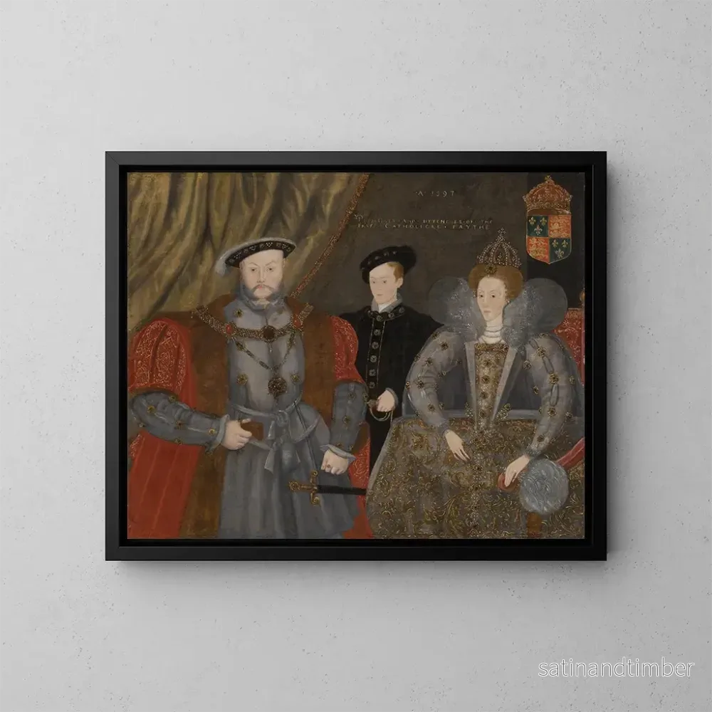 Reproduktion av målningen av Henrik VIII, Elizabeth I och Edvard VI – Engelska skolan Reproduktion av målningen av Henrik VIII, Elizabeth I och Edvard VI – Engelska skolan