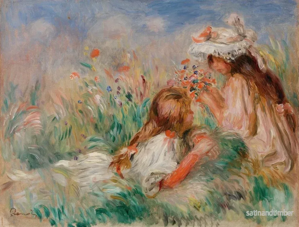 Reproduktion av målningen Flickor i gräset som arrangerar en bukett - Pierre-Auguste Renoir - Bild 2