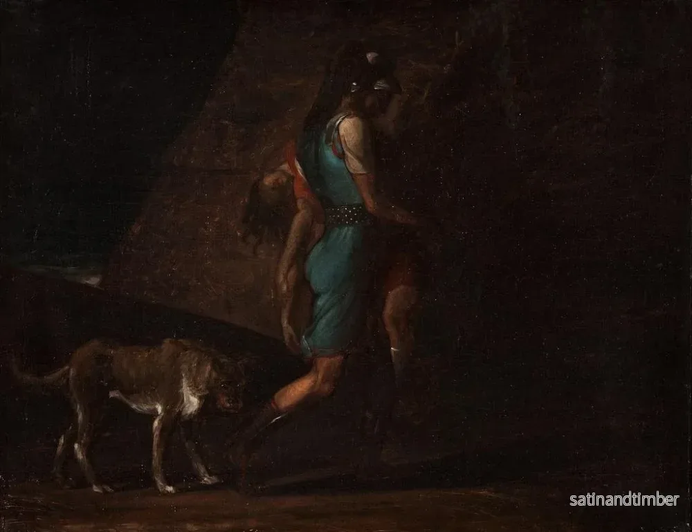 Reproduktion av målningen Ossian-målning föreställande sin döda bror Gillan, följd av Fingal Bran's hund - C.F. Hyer - Bild 2