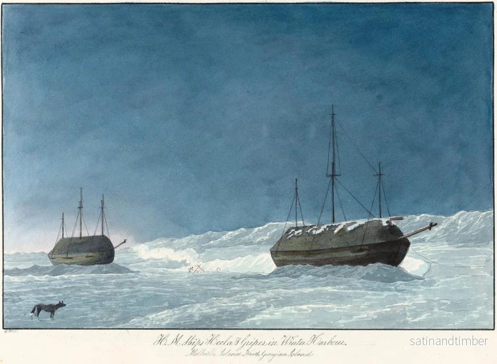 Reproduktion av målningen av Les navires H M Hecla och Griper i vinterhamnen - Charles Hamilton Smith - Bild 2