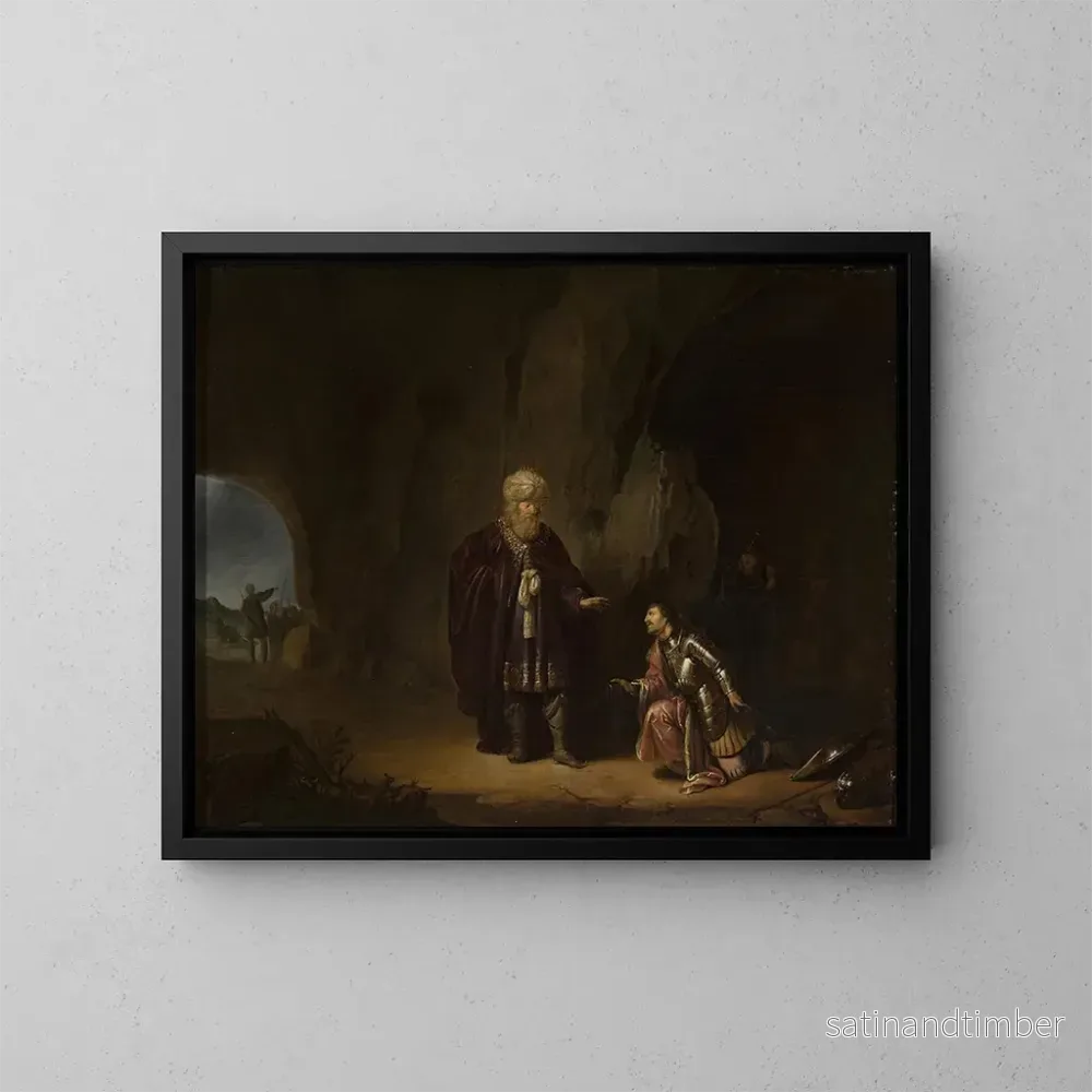 Reproduktion av målningen av Saul och David i grottan i En-Gedi - Willem de Poorter