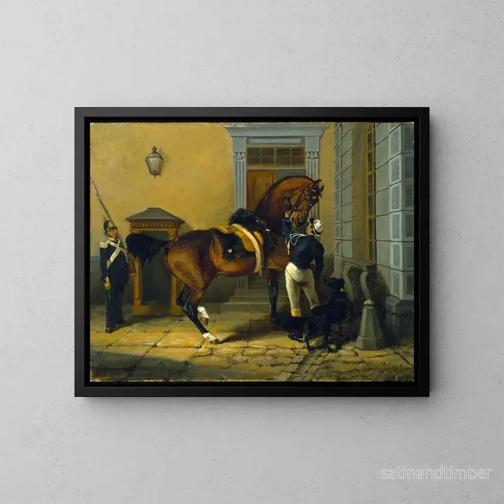 Reproduktion av målningen Gentilhomme, den kung Charles XV av Sveriges favorit häst – John Arsenius Reproduktion av målningen Gentilhomme, den kung Charles XV av Sveriges favorit häst – John Arsenius