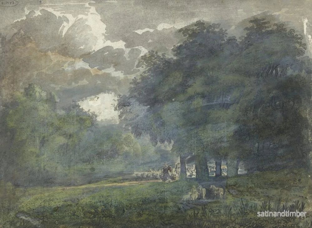 Reproduktion av målningen av herdar med en flock i ett skogigt landskap - Jacob van Liender - Bild 2