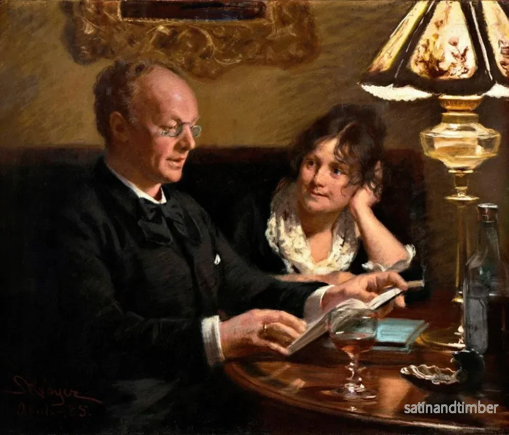 Reproduktion av målningen av det dubbla porträttet av den kungliga skådespelaren Emil Poulsen (1842-1911) och hans fru Anna född Nser (1849-1934) - Peder Severin Krøyer - Bild 2