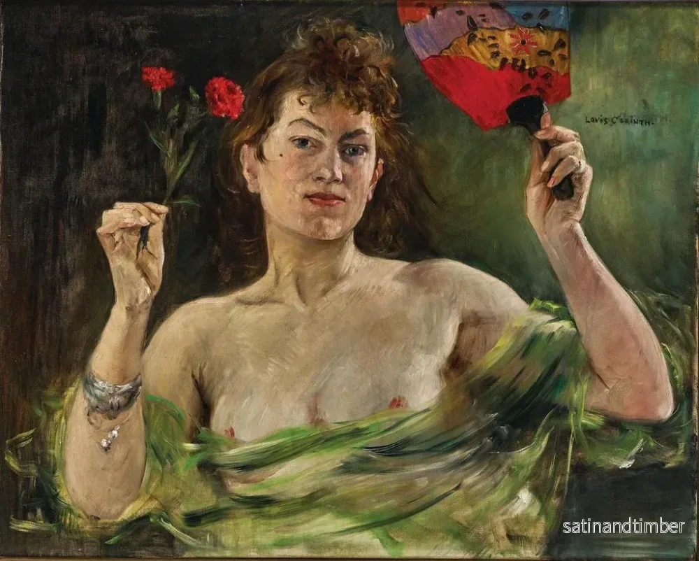 Reproduktion av målningen av flicka med en fläkt och prästkragar - Lovis Corinth - Bild 2