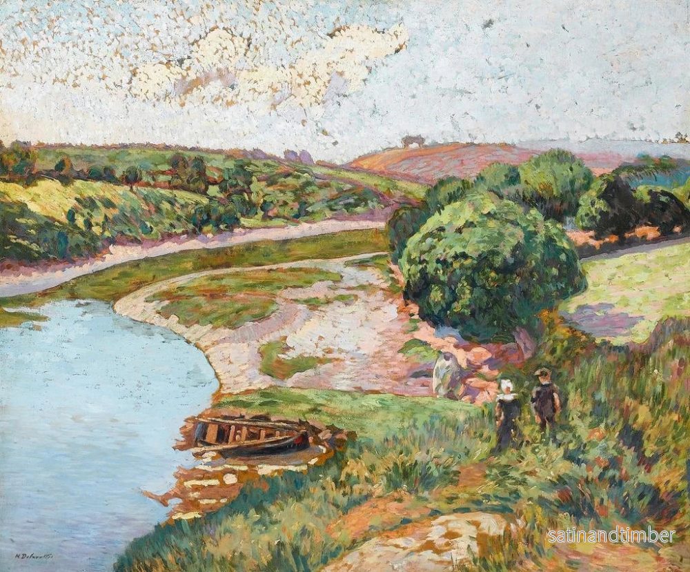 Reproduktion av målningen Breton och Bretoninna vid Aven - Henri Delavalle - Bild 2