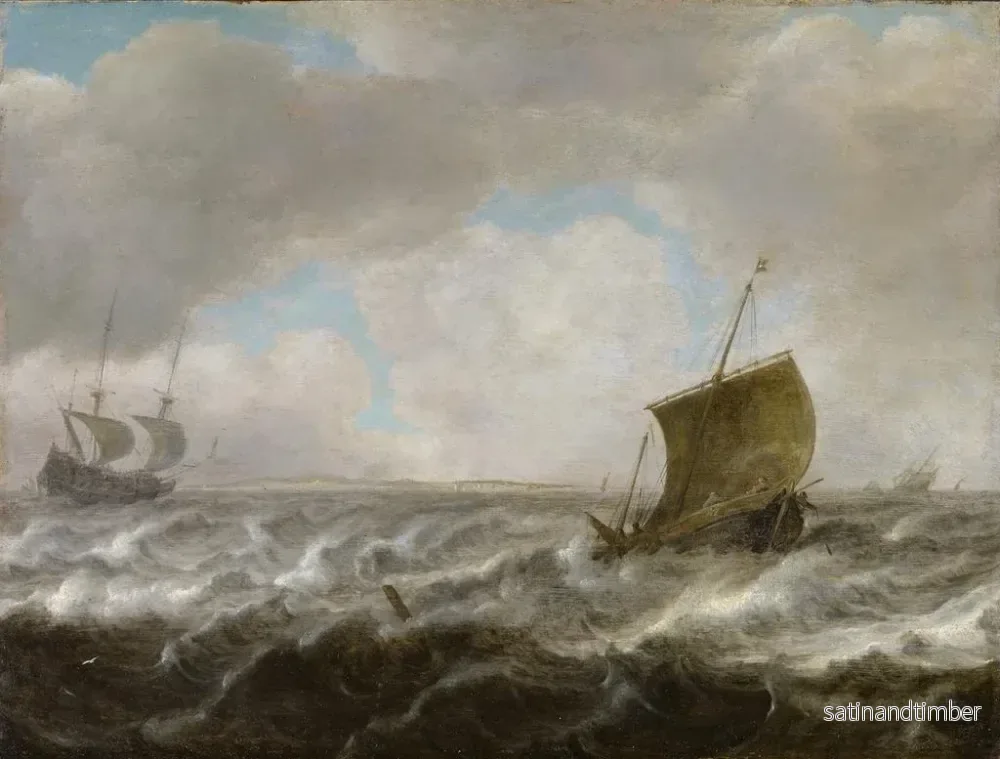 Reproduktion av målningen Mer agitée avec des navires - Julius Porcellis - Bild 2