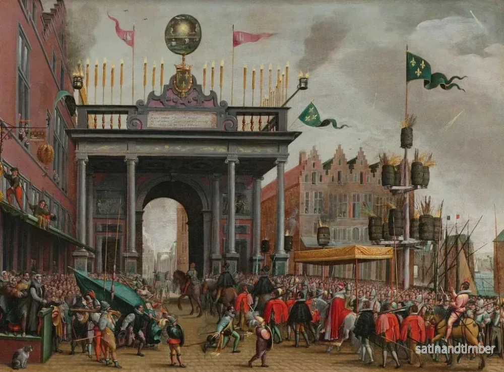 Reproduktion av målningen av den glada ankomsten av hertig d'Anjou till Antwerpen den 19 februari 1582 - Monogramist MHVH - Bild 2