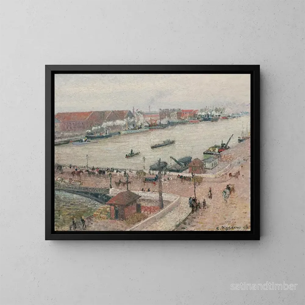 Reproduktion av målningen av flodvågen i Seine, Pont Boieldieu, Rouen - Camille Pissarro
