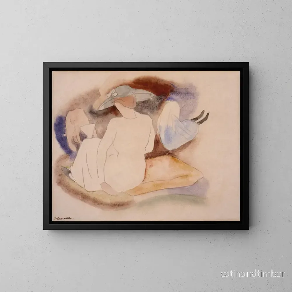 Reproduktion av målningen Femme au chapeau et deux figures - Charles Demuth