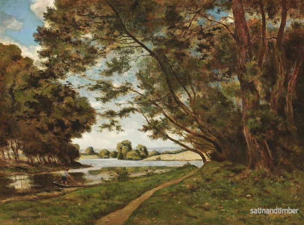 Reproduktion av målningen Le Sentier auprès de la rivière - Henri-Joseph Harpignies - Bild 2