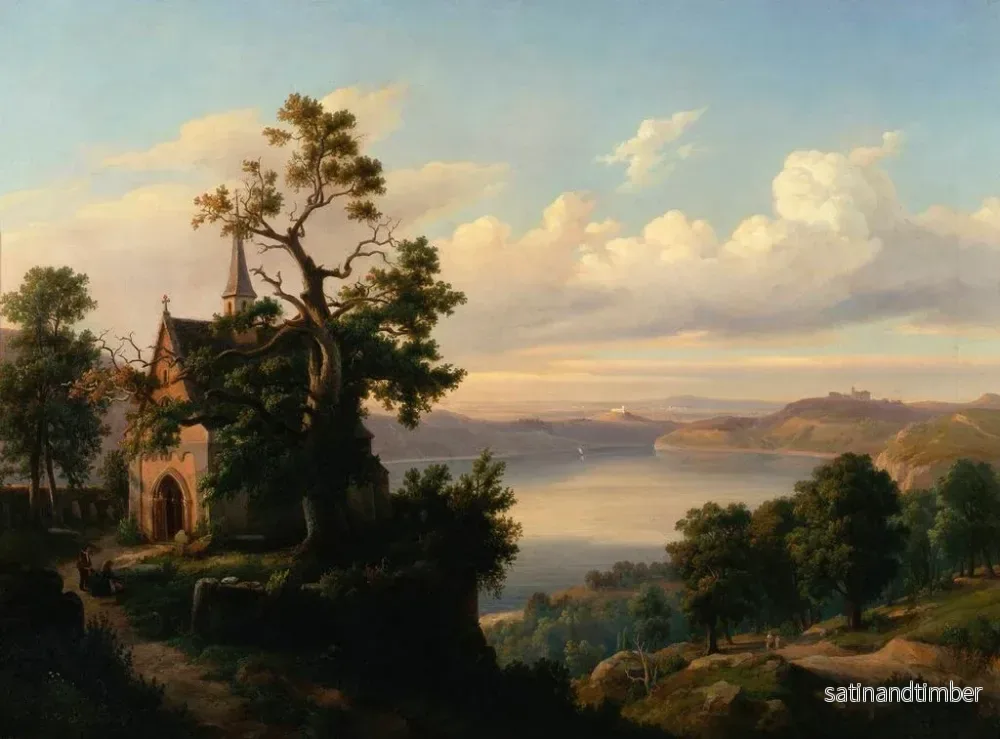 Reproduktion av målningen Landskapsbild med en sjö och en gotisk kyrka - Chrystian Breslauer - Bild 2