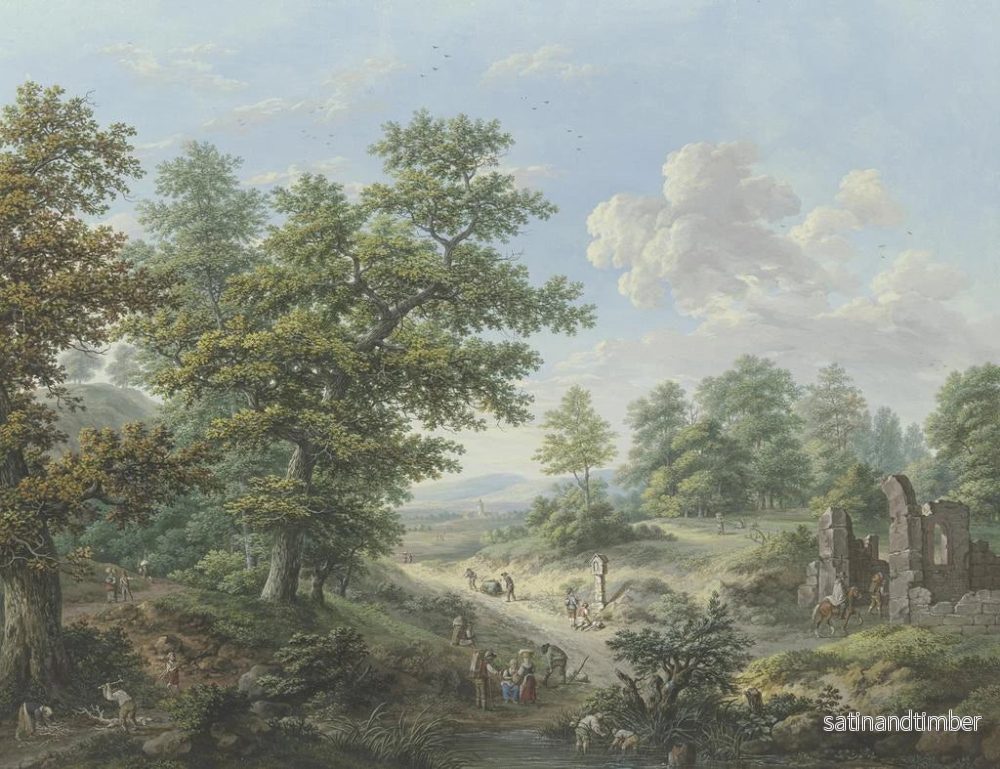 Reproduktion av målningen Ute i skogen till höger, ruinen av en kapell där en ryttare rider in. - Karl Franz Kraul - Bild 2
