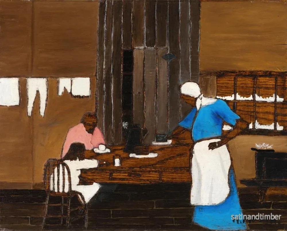 Reproduktion av målningen Låt oss skapa ett konsttryck av Horace Pippins "L'heure du souper". - Bild 2