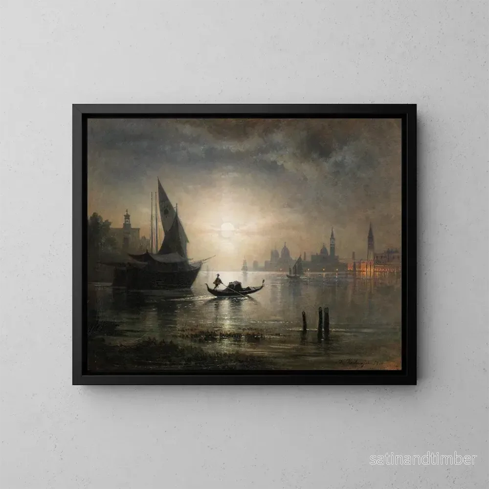 Reproduktion av målningen Venise, en månkväll i bassängen – Karl Heilmayer Reproduktion av målningen Venise, en månkväll i bassängen – Karl Heilmayer