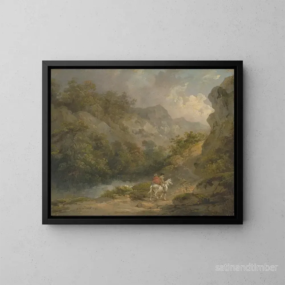 Reproduktion av målningen Landskap med klippor och två män på en häst – George Morland Reproduktion av målningen Landskap med klippor och två män på en häst – George Morland