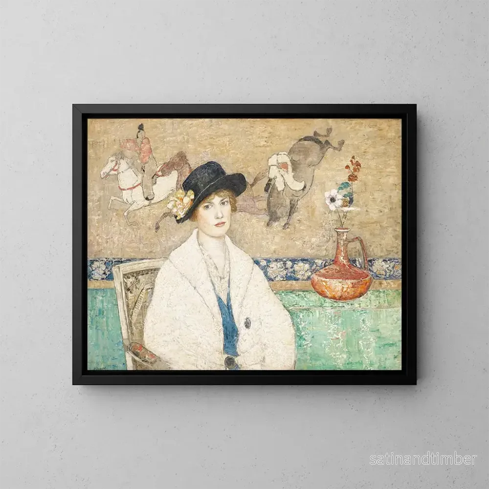 Reproduktion av målningen av den svarta hatten av Mademoiselle Dorothy Hart - Henry Golden Dearth