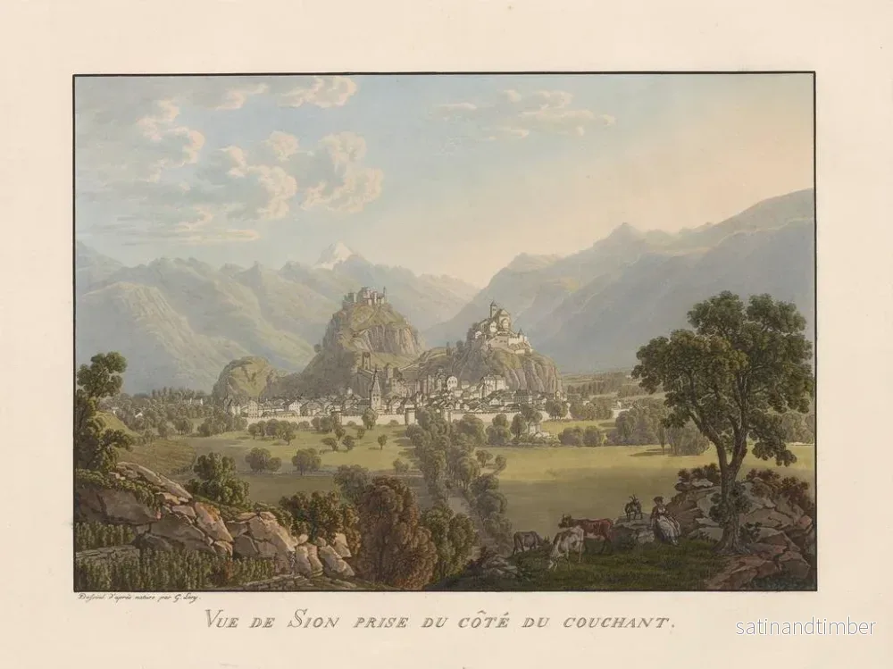 Reproduktion av målningen Vue de Sion prise du côté du couchant - Gabriel Lory le Jeune - Bild 2