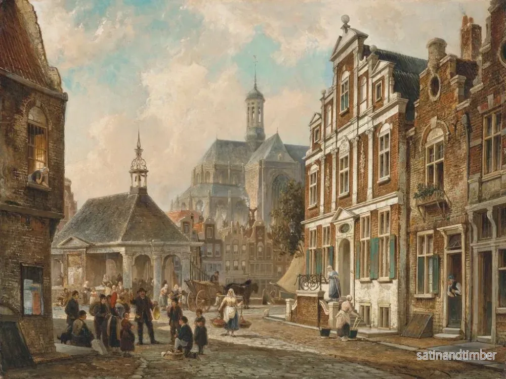Reproduktion av målningen av Fiskmarknaden i Groningen - Cornelis Christiaan Dommelshuizen - Bild 2