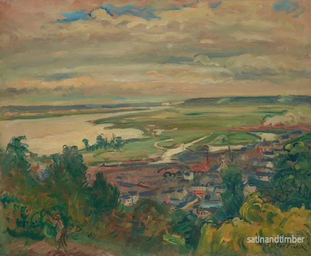 Reproduktion av målningen Längd: 60 cm, Höjd: 50 cm, Material: Canvas, Teknik: Olja, Ursprung: Frankrike, Konsttryck av Émile Othon Friesz, Målning "L'estuaire de Honfleur" - Bild 2