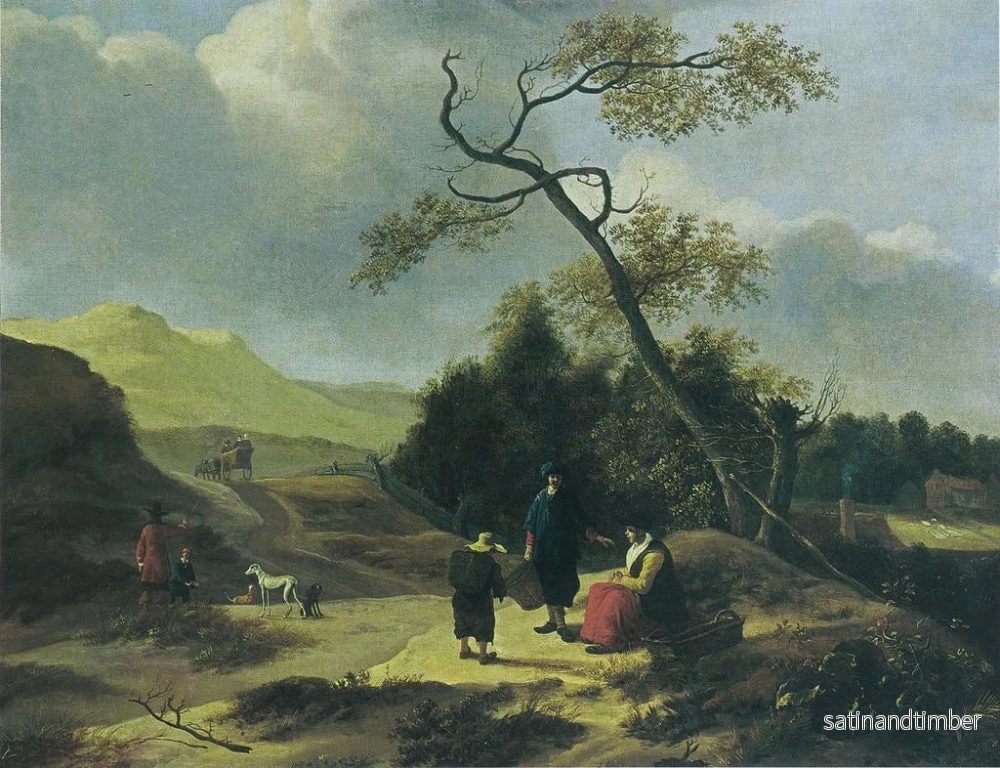 Reproduktion av målningen Landskapsmålning med jägare och resande i vila - Jan Baptist Wolfaerts - Bild 2