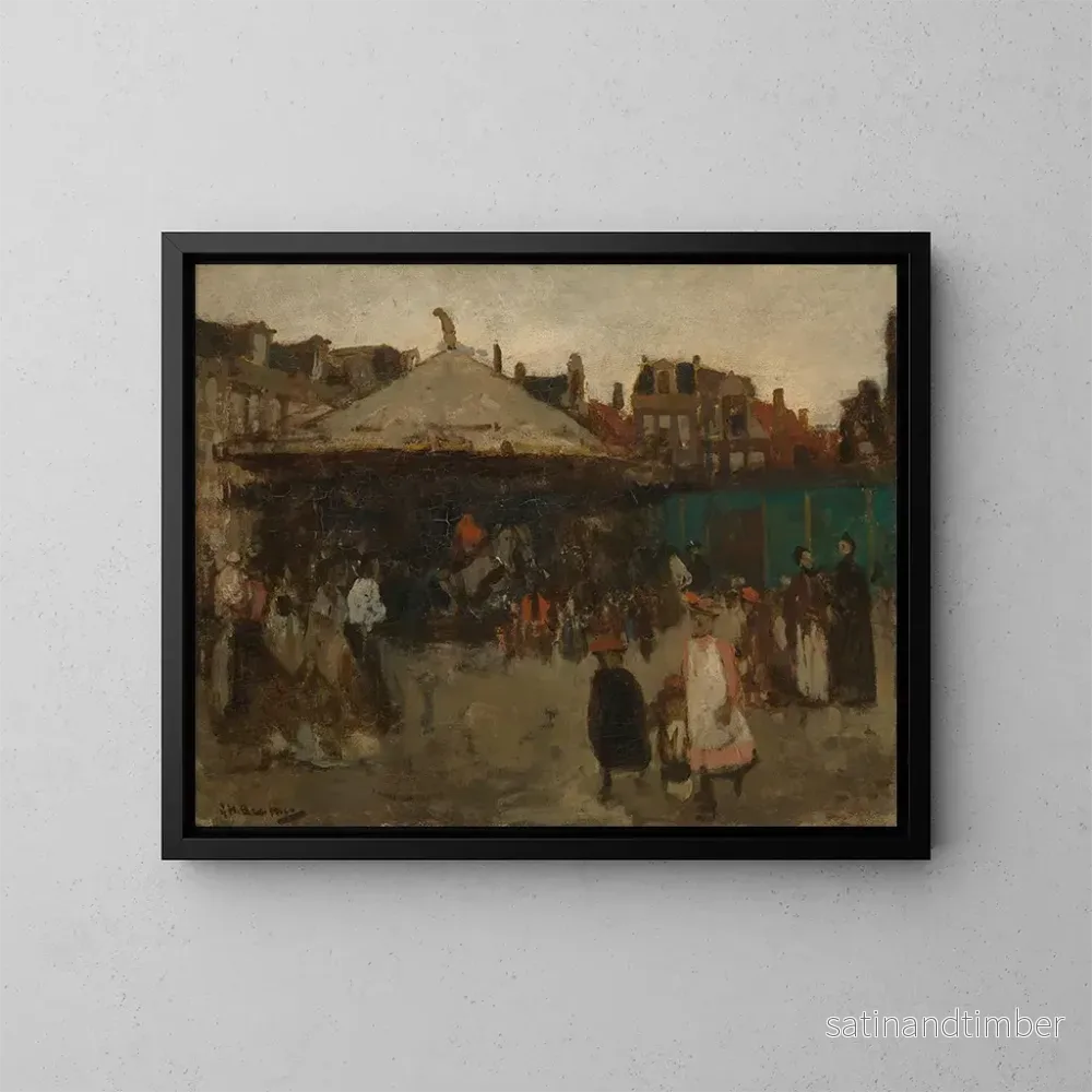 Reproduktion av målningen Fête foraine sur la place Haarlemmer av George Hendrik Breitner