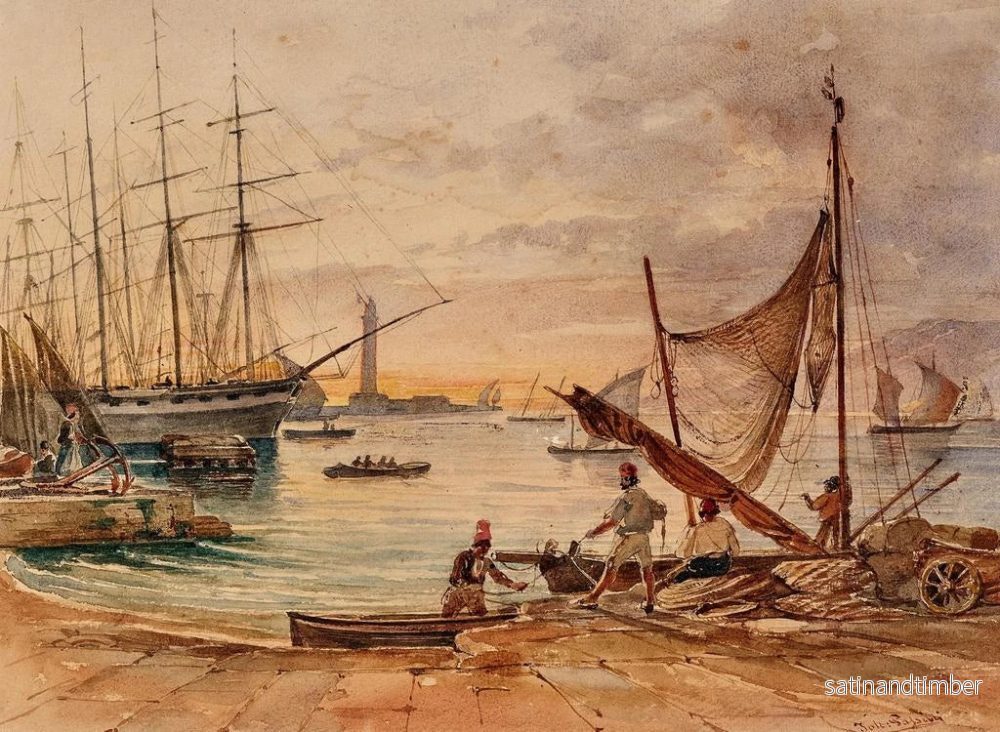Reproduktion av målningen En kväll i Trieste hamn - Johann Nepomuk Passini - Bild 2
