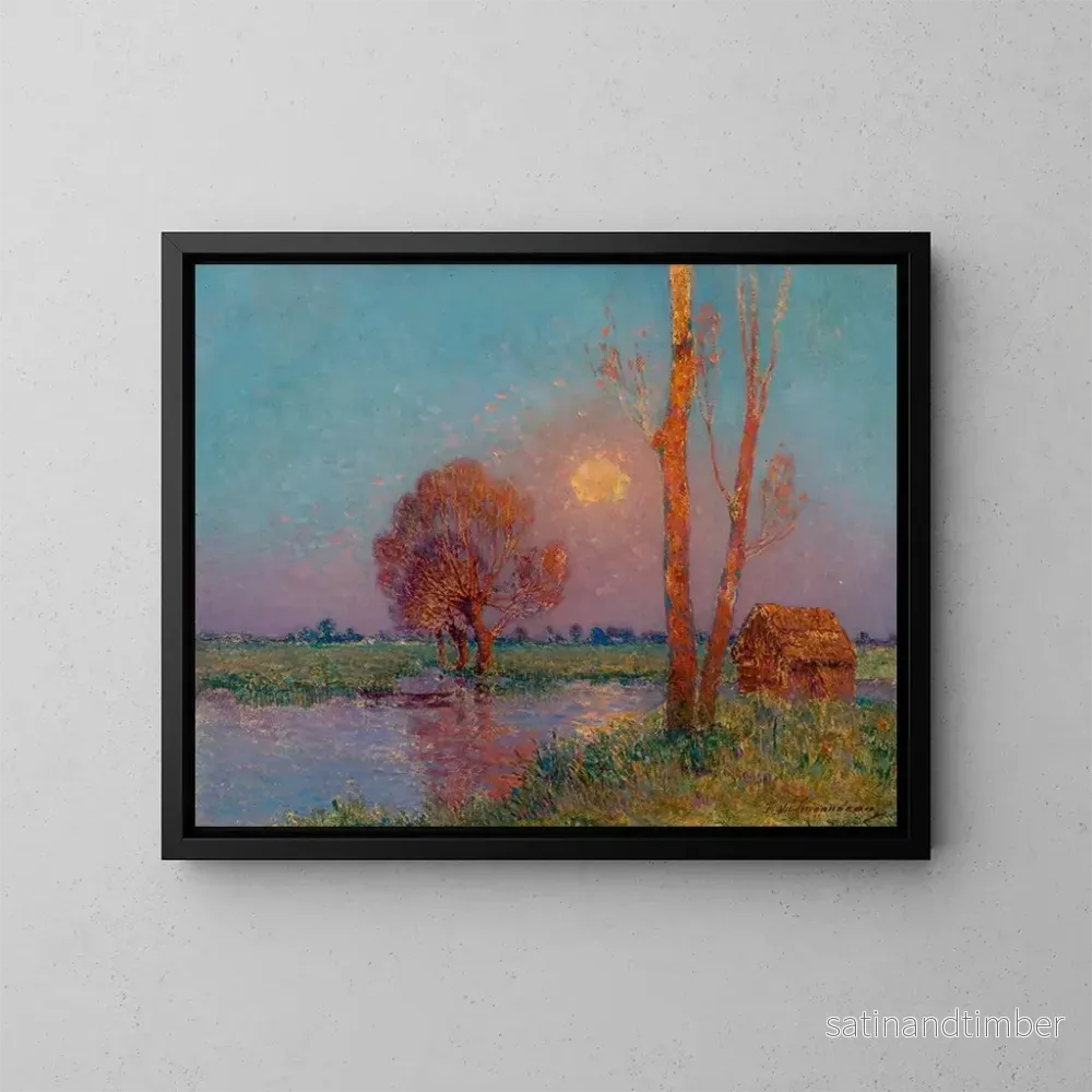 Reproduktion av målningen Coucher de soleil à Brire - Ferdinand du Puigaudeau