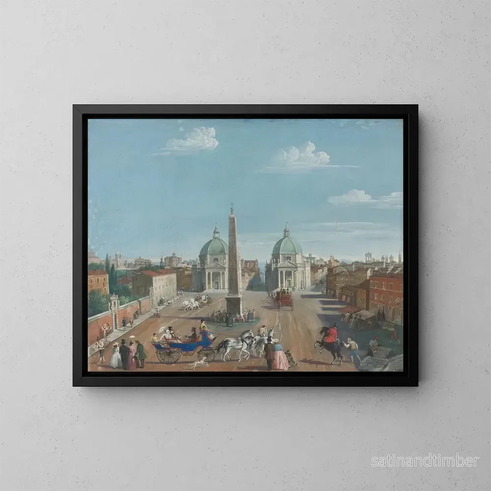 Reproduktion av målningen Rome, vy av Piazza del Popolo – Italiensk skola Reproduktion av målningen Rome, vy av Piazza del Popolo – Italiensk skola