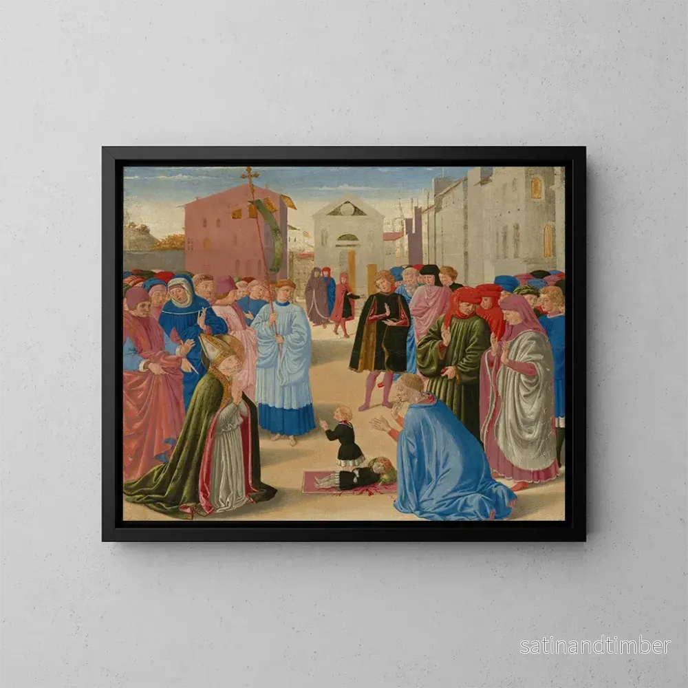 Reproduktion av målningen av Saint Zénobe väcker en död pojke till liv - Benozzo Gozzoli